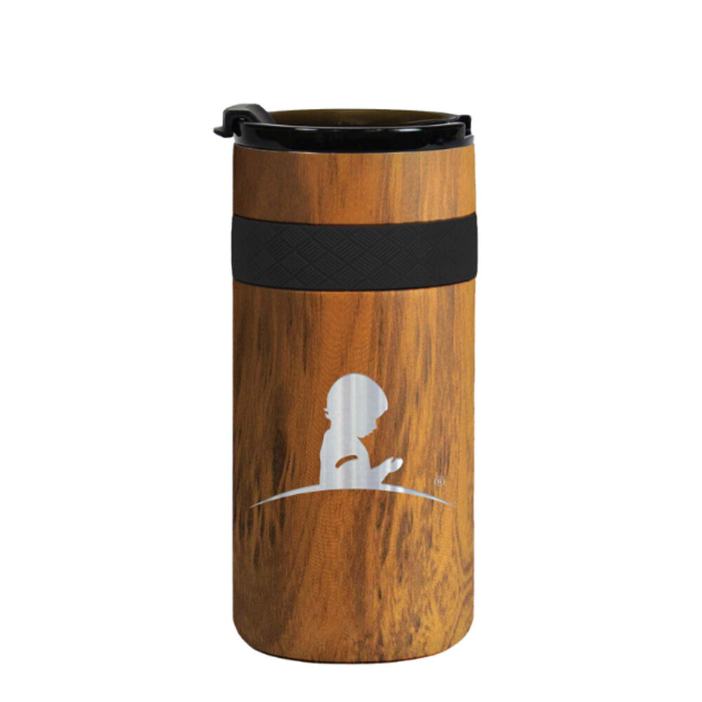 St. Jude Teak Wood Travel Tumbler – 12 oz Insulated Coffee Cup